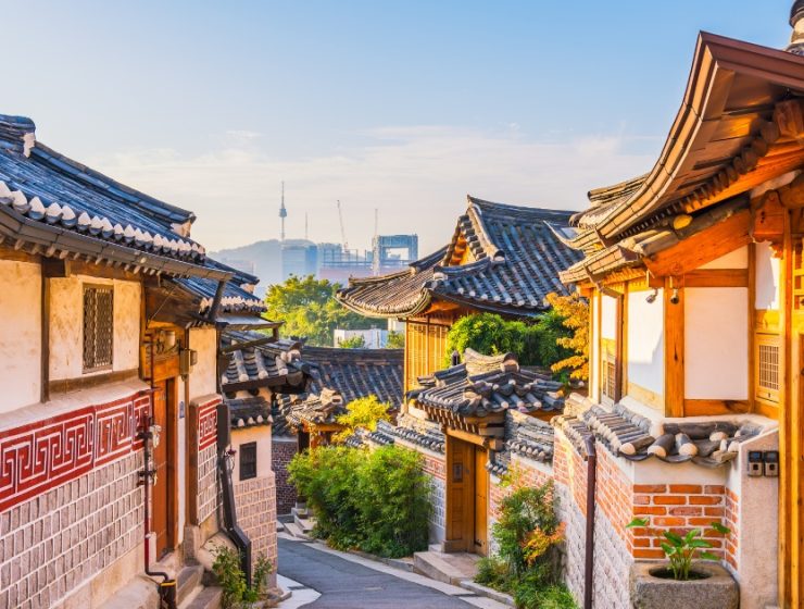 Cartierul tradițional Bukchon Hanok din Seul, Coreea de Sud