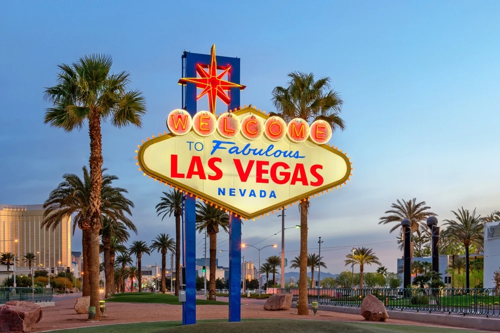 imagine celebra de la intrarea in orasul Las Vegas